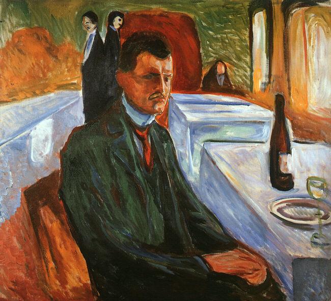 Edvard Munch Self Portrait with a Wine Bottle China oil painting art